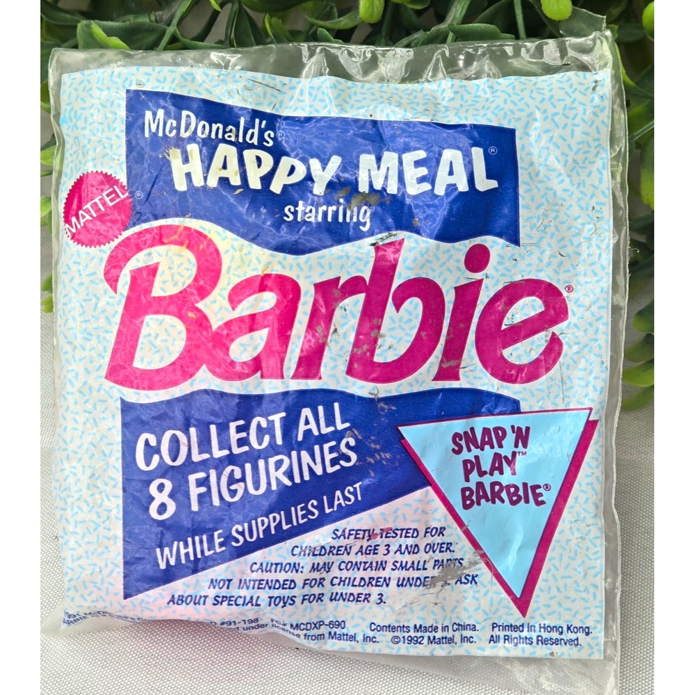 Vintage 1991 McDonald's Happy Meal Toy Snap 'N Play Barbie Sealed New NIP